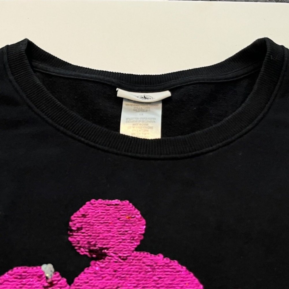 Disney Parks Disneyland Reversible Sequin Mickey Mouse Black Sweatshirt Size 1X - Picture 15 of 16